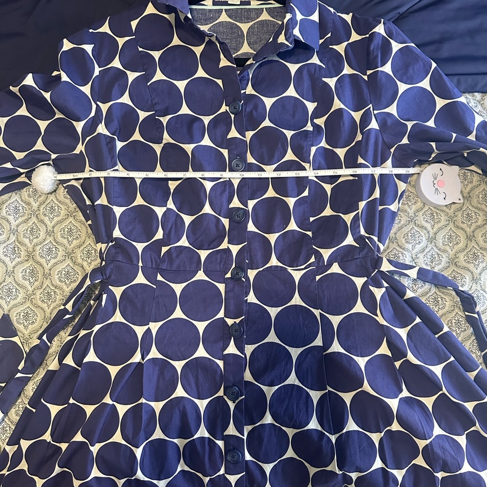 Boden Navy Polka Dot Shirt Dress Size US 12 - Picture 5 of 5